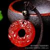 Colgante de Ágata Calcedonia Natural Pixiu Hebilla de Seguridad Calcedonia Verde Hielo Hebilla Doble Pixiu Colgante de Jade para Hombre y Mujer