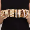 Pulsera Abierta Geométrica Ancha Minimalista Transfronteriza Más Vendida con Esmalte de Goteo de Aceite Set Acero Inoxidable Chapado en Oro de 18K