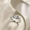 Anillo de Mariposa de un Quilate para Mujer, Dulce y Fresco, Anillo Brillante de Diamante para Dedo Índice, Anillo Abierto de Lujo Ligero de Nicho Completamente Diamantado de Circonia
