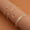 Pulsera Metálica de Cadena Geométrica Nueva Transfronteriza Estilo Europeo y Americano, Pulsera de 4 Piezas con Patrón Circular Flecha Personalizado