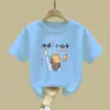 2081#100 algodão camiseta infantil manga curta meninas verão 2025 nova blusa de baixo crianças grandes estilo ocidental moda