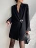 Xz158 Blazer para Mujer Tallas Grandes Estilo Coreano Chica Gordita Chaqueta de Traje de Manga Larga Abotonada de Longitud Media para Mujer
