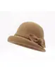 Sombrero Francés de Otoño e Invierno Lazo Sombrero de Lana para Montar de Madre Sombrero Cubo Grueso Cálido Temperamento Versátil Elegante Sombrero