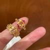 Design de Nicho Micro-incrustado Antigo Médio Acessórios de Personalidade de Alta Qualidade Estilo Corte Retrô Francês Anel Aberto Zircônia Diamante Completo