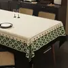 Toalha de mesa estilo rústico, pano de mesa de centro estilo francês vintage, toalha de mesa retangular em jacquard, pano de capa decorativo verde pintura a óleo