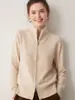 Cárdigan de Cachemir 100% Puro Estilo Old Money para Mujer, Nuevo Modelo 2026, Engrosado, Cuello Solapa, Doble Cremallera, Abrigo Suéter de Cachemir de Manga Larga