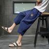 Calças Capri de Algodão e Linho Calças Capri de Linho Finas de Verão Masculinas Calças Casuais de Praia que Cruzam o Joelho Calças Masculinas Shorts