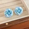 Pendientes de Flor de Rosa de Resina de Principios de Primavera 2026 Nuevos Pendientes de Capullo de Flor de Nicho de Gama Alta Pendientes Elegantes Versátiles para Mujer