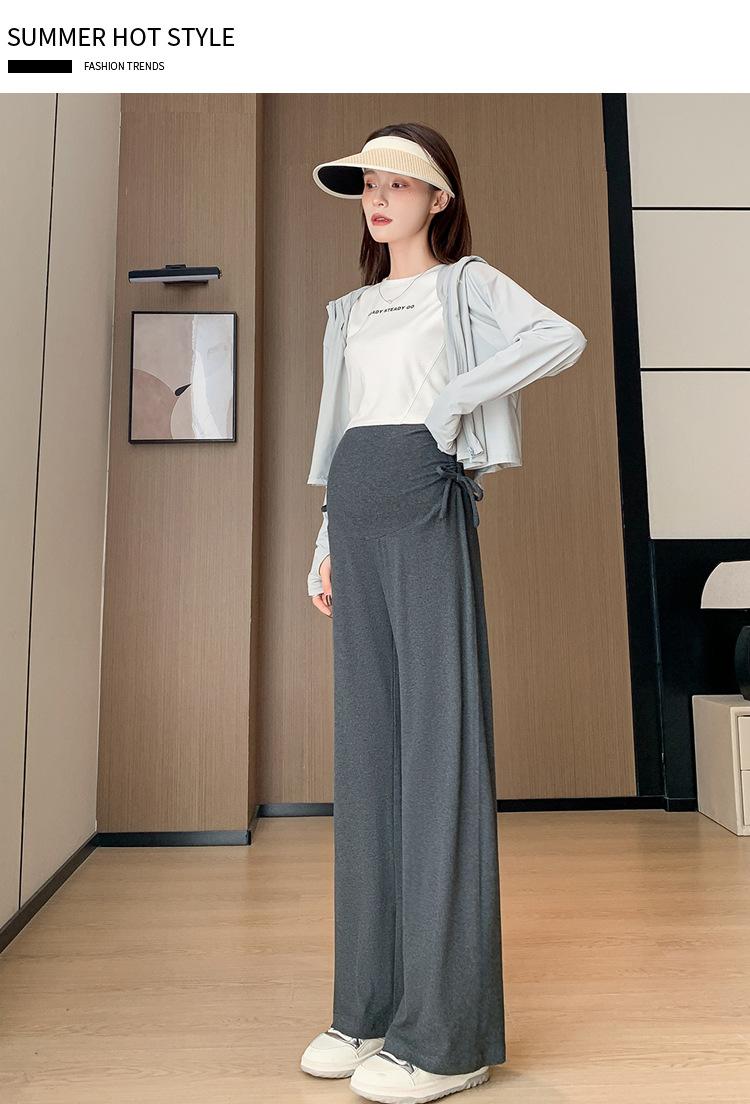 春夏外穿阔腿裤休闲裤抽绳小个子孕早期产后孕妇裤