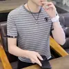 Camiseta Masculina de Manga Curta para o Verão, Estilo Coreano, Tendência, Simples, Manga Meia-Manga, Estilo de Hong Kong, Marca Tendência Casual Solta