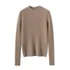 100% cachemira, tejido de alta calidad, suéter de cachemira ajustado con cuello semi-alto, capa interior de punto acanalado para mujer, suéter de punto