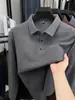 Camisa Polo de Manga Larga de Mezcla de Lana y Seda de Lujo con Cuello de Solapa, Nueva Camiseta Casual de Negocios para Hombre Otoño