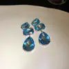 Pendientes de Plata con Aguja de Diamante Cuadrados con Borlas de Gota de Agua Lujo Ligero Pendientes de Gama Alta Diseño Simple Retro Sentido del Diseño Nicho