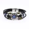 Pulsera de Cuero Turquesa de Acero Inoxidable de Nuevo Estilo Transfronterizo Joyería de Cuero para Hombre Tejida a Mano Europea y Americana para Lugares Pintorescos y Viajes