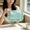 Bolsa de maquillaje nueva de satén de alta calidad con lindo diseño de volantes femeninos, bolsa de almacenamiento de lunares de gran capacidad