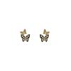 Set Sencillo Pequeño y Pequeño Estilo Coreano Aguja de Plata con Aretes de Mariposa con Goteo de Aceite Aretes de Perlas de Diamante Dulces y Delicados de Alta Gama