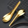 Casa Golden 304 Aço Inoxidável Flat Bottom Spoon Spoon Colher de aprofundamento Colher de Comer Crianças Estilo Chinês Beber Colher