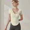 Ropa de yoga de verano para mujer, nuevo estilo, camiseta de manga corta con almohadillas en el pecho para entrenamiento de Pilates, carreras matutinas, deportes y fitness