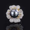 Joyería Zhuang Shengsheng Cobre Base Chapado en Oro Nuevo Estilo Incrustado Cuentas Blanco Dorado Pistilo Flor Ligera Anillo de Diamantes de Moda 14mm