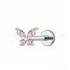 Aretes Mariposa de Aleación de Titanio F136 con Circonita G23 Titanio Studs para Labio Aretes para Cartílago Auricular Joyería para Piercing Corporal Cabeza