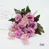 Decoração Salão de Casamento Rosa Artificial Buquê de Rosas com 7 Cabeças Arranjo Floral para Mesa de Jantar Sala de Estar Plantas Verdes