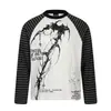 Estilo callejero americano, diseño retro, camiseta de manga larga para hombre, nueva colección 2026, a rayas, mangas raglán, top de moda, ropa para hombre