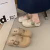 Pantuflas cerradas de suela gruesa para mujer para el verano de 2026, sin cordones con decoración de hebilla cuadrada, de altura creciente, versátiles medias pantuflas estilo Birkenstock para mujer