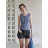 Camisola sexy estilo coreano para mujer, con cuello medio abierto, sin mangas, nuevo top sencillo de verano, ajustado, de un solo botón