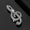 Broche de Nota Musical Transfronterizo, Broche de Lujo Ligero de Nicho a la Moda, Accesorios de Joyería Sencillos Incrustados de Diamantes para Hombres y Mujeres, Venta al por Mayor de Comercio Exterior