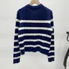 Cardigan Clásico de Punto a Rayas para Mujer, Otoño e Invierno, Cuello Redondo, Corte Ajustado, Abrigo Suéter Versátil