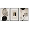 Pintura decorativa de arte abstrata moderna da Amazon direto da fábrica, impressão em tela, preto e branco, bege, triptíco para sala de estar