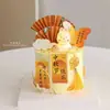 Decoração de Bolo Luminosa de Coelho para o Festival do Meio do Outono de 2025 Flores e Bênçãos da Lua Cheia Cartão Chinês