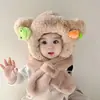 Gorro y bufanda para niños, gorro de una pieza, invierno, con felpa, extra grueso, gorro con protección para orejas de bebé, niño, niña, a prueba de viento, conjunto de dos piezas, moderno
