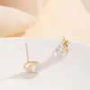 Nuevo Artículo Caliente Estilo Ins Pendientes de Botón para Mujer Hebilla Redonda Dorada Circonita Redonda Personalidad Simple Temperamento Pendientes Colgantes Dropshipping