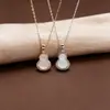 Collar de Calcedonia Natural de Plata de Ley S925 Estilo Chino Calabaza Nuevo para Mujer, Colgante de Lujo Ligero de Gama Alta, Cadena para Clavícula Versátil Estilo Nacional