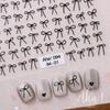 Sticker para Uñas Lazo Blanco y Negro plateado Delgado Resistente Calcomanía Lazo 3D Sticker Decorativo para Uñas