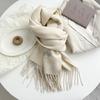 Novo cachecol de cor sólida de cashmere de duas cores dupla face feminino inverno popular de alta qualidade all-match quente borla cachecol