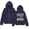 Sudadera con cremallera y estampado de letras de amor de diseño simple y moderno, Sudadera con capucha para hombre