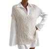 Chaleco de Punto Trenzado con Cuello en V Color Off-White Transfronterizo Europeo y Americano, Suéter de Capas Holgado, Suéter Simple y de Moda para Primavera y Otoño Personalización