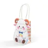 Bolsa de compras DIY com ovelha de desenho animado, pequena bolsa para embalagem de presente, sacola de papel de ovelha fofa, 10 unidades/pacote