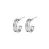 Aretes de plata esterlina S999 de estilo japonés y coreano, de alta calidad, brillantes, de tres garras, diseño nuevo para mujer, aretes de temperamento en forma de C