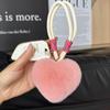 Lindo Llavero Colgante Pequeño Corazón de Durazno de Piel de Conejo Rex Real de Alta Gama Bola de Felpa Corazón Mochila Bolso Colgante Regalo