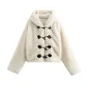 Abrigo con capucha estilo europeo y americano, decoración de nudo de cuerda, efecto piel sintética, otoño e invierno, nuevo diseño, moda casual, top para mujer