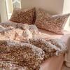 Juego de Cama de Algodón Arrugado Suave y Delicado para la Piel al por Mayor para Hogar y Dormitorio Sábanas y Fundas de Edredón Juego de Cama de Cuatro Piezas