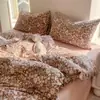 Juego de Cama de Algodón Lavado Cloud-Sense Clase A de Cuatro Piezas Funda de Edredón Floral Pequeño Sábanas Funda de Cama Juego de Tres Piezas para Dormitorio Universitario