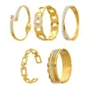 Acero Inoxidable Súper Brillante Zircón 5A Cadena Geométrica Nk Pulsera Abierta Combinación de Pulsera Estilo Lujo Ligero Exagerado Chapada en Oro Real de 18K