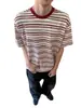 Camiseta de Manga Corta a Rayas Color-Block Estilo Retro Americano para Hombres y Mujeres, Estilo Marinero, Diseño de Nicho Versátil, Camiseta Casual para Parejas