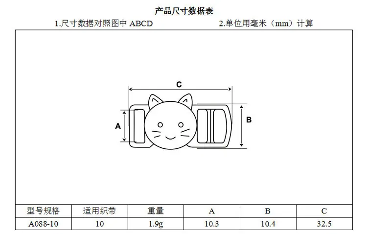 产品尺寸表