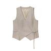 Verão 2025 Novo Conjunto Europeu e Americano Transfronteiriço de Roupas Femininas Colete Curto Cruzado Decote V + Calça Reta W103 90066