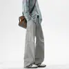 Ropa de Hombre Fengshe / Pantalones Casuales Nuevos de Primavera y Otoño, Algodón Puro, Cintura Semi-Elástica, Estilo con Botón y Cinturón, Pantalones Largos de Calle Americanos